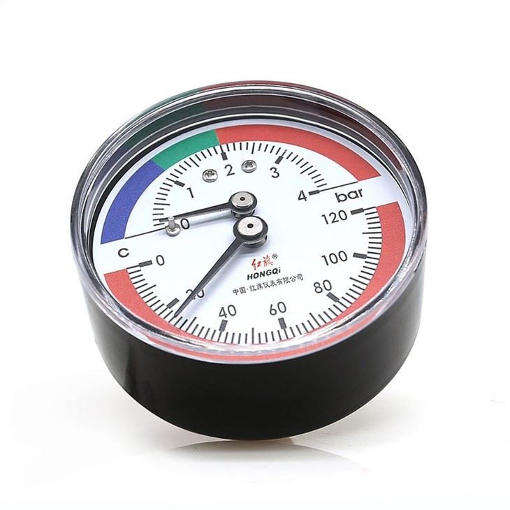 temperature pressure gauge for hot water boiler