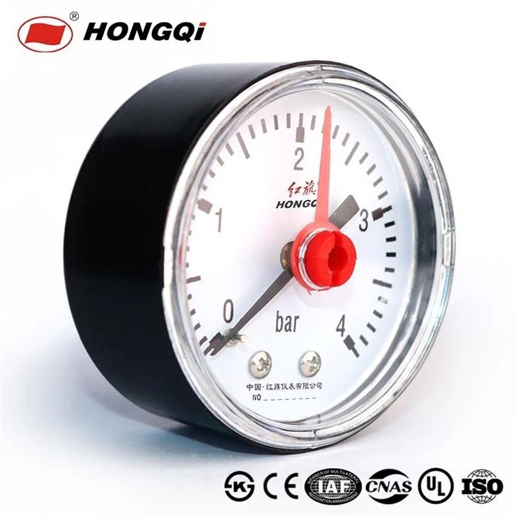 Red Positioning Pointer Bourdon Tube Pressure Gauge